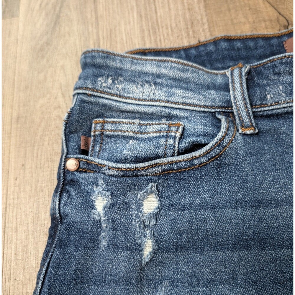 Judy Blue Size L Shorts Distressed Frayed Hem Double Button Stretch JB152103MD - Picture 3 of 11
